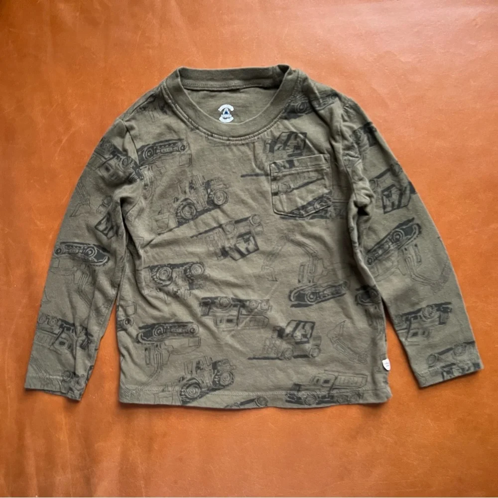 GAP Construction Truck Olive Green Cotton Pocket Tee, 4T